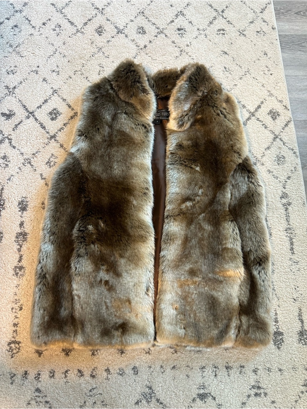 Donna Salvers Fabulous Furs Faux Fur Brown Vest